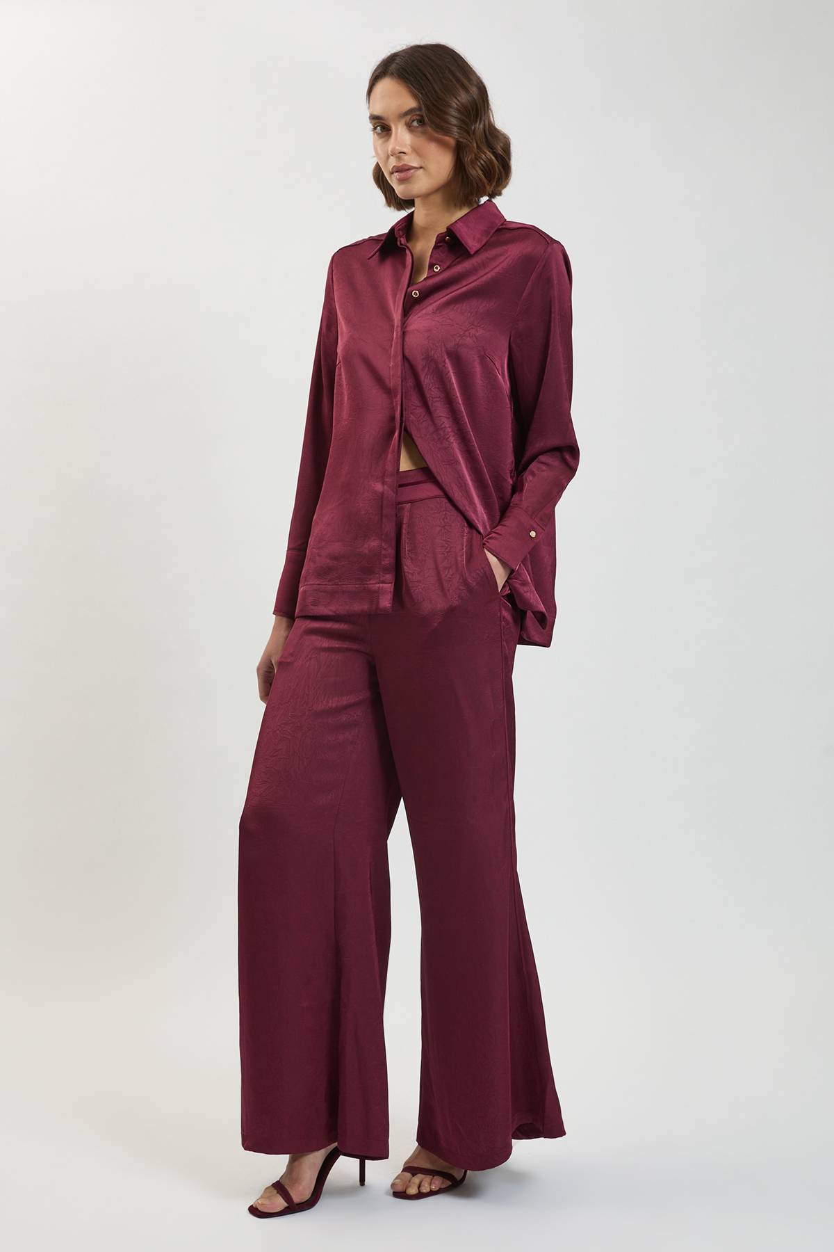 KarenMillen Pantalon Large Tissé En Satin Martelé Petite