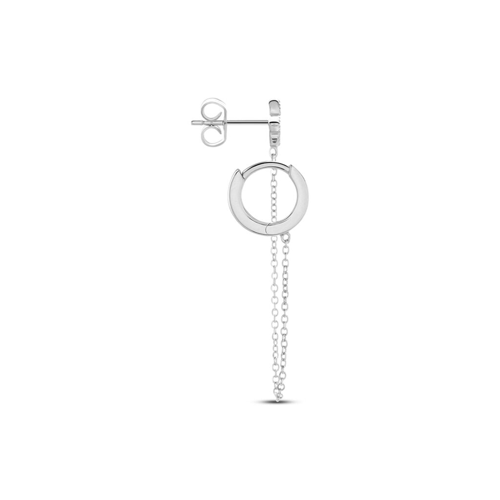 Bijou D'oreille Unitaire Argent Blanc Gosse Oxydes De Zirconium