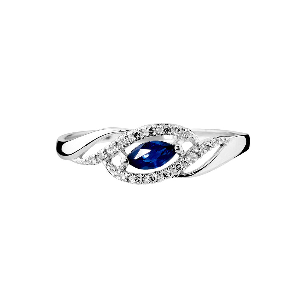 Bague Syriana Or Blanc Saphir Et Diamant