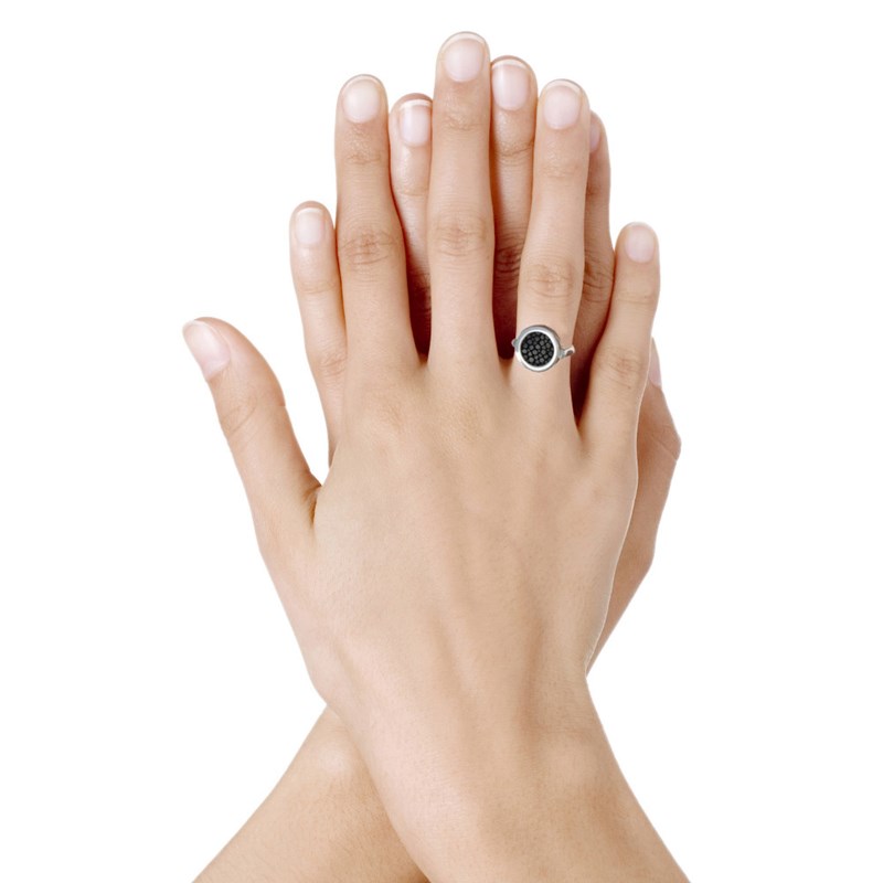 Bague Argent Ronde Pastilles Cuir Interchangeables Couleurs Eté