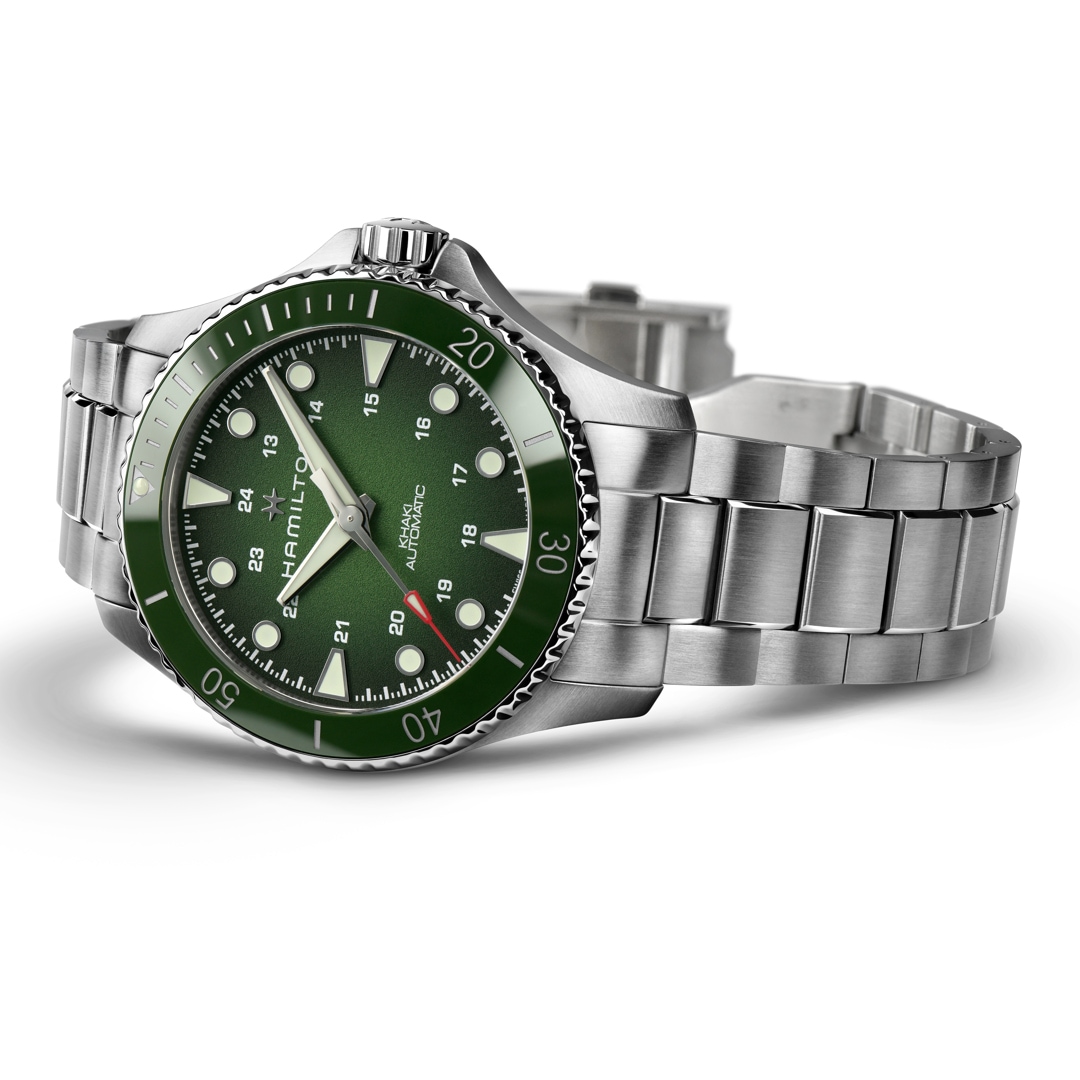 Hamilton Khaki Navy Scuba Auto 43 Silbrig / Grün