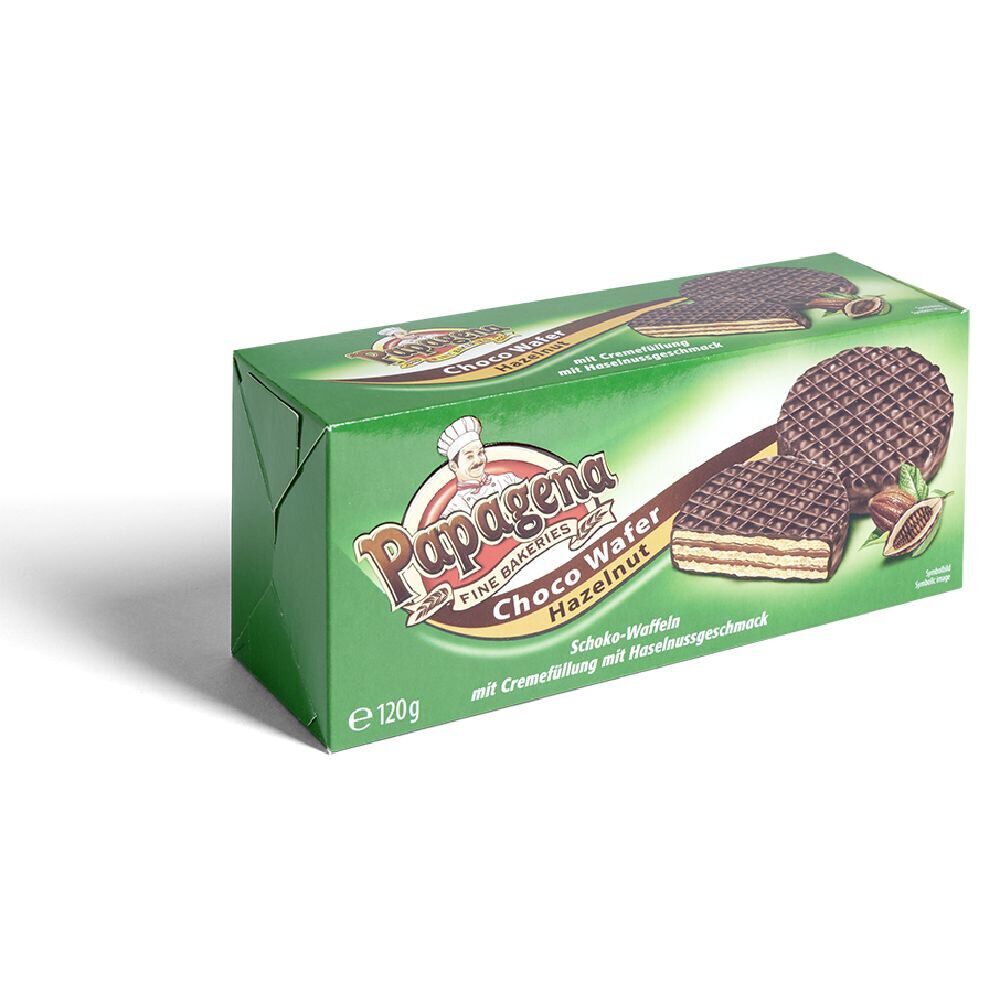 Gaufrette fourrée noisette glaçage chocolat noir 120gr