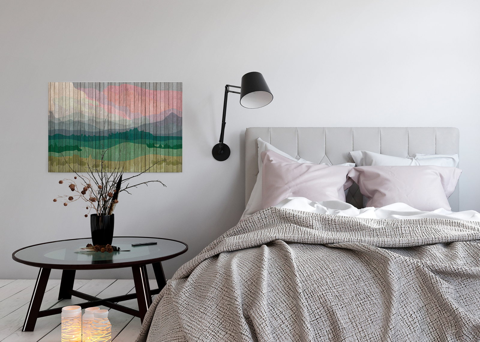 Leinwandbild BERGE - bunt-grün - 90x60 cm
