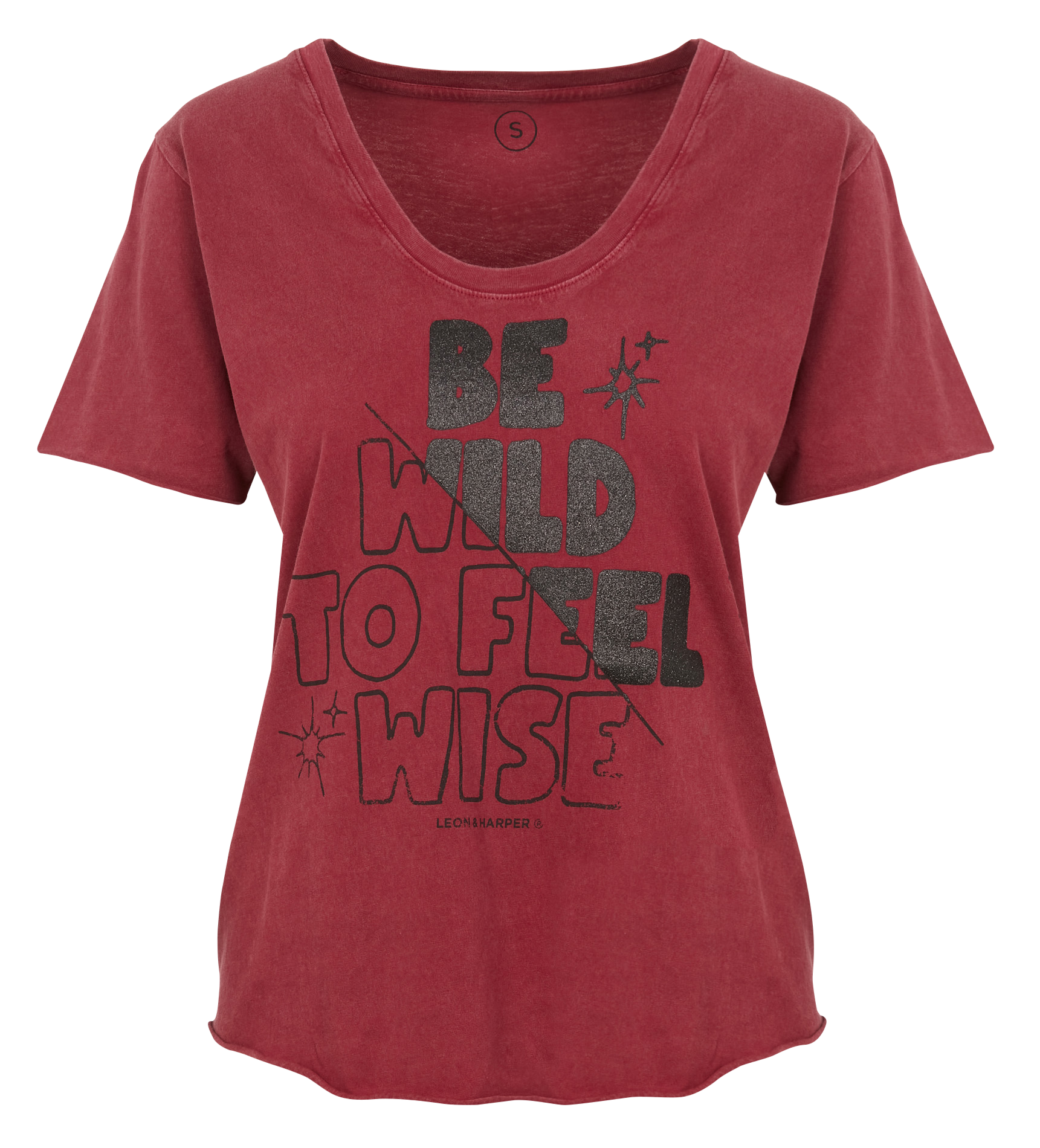 TIZIA - Tee-shirt droit col rond sérigraphié en coton bio | Rouge