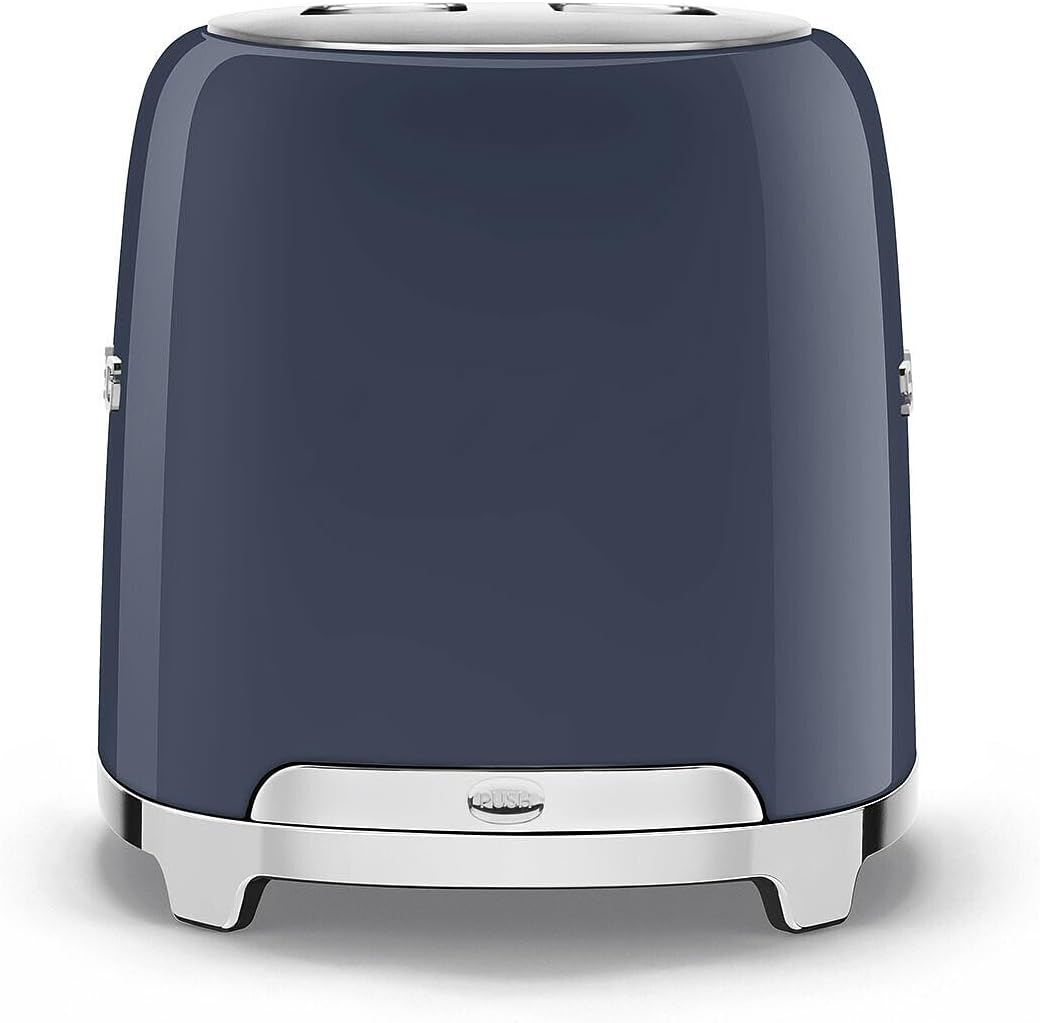 Smeg, 2x2 TSF01NBEU -Toaster, 2 Schlitze für 2 Scheiben, 6 Vergoldungsniveaus, Heizfunktion, Abtau- und Bagel- Funktion, Sammelschublade, 950W, Navy Blue