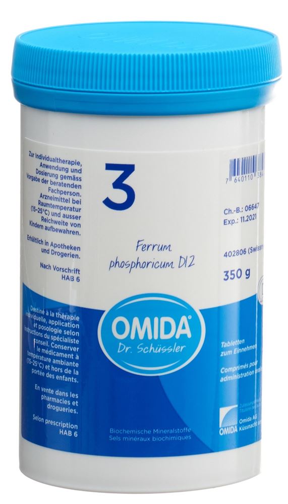 Omida Nr3 Ferrum phosphoricum 12 D<br>350 g, Dose, Tablette