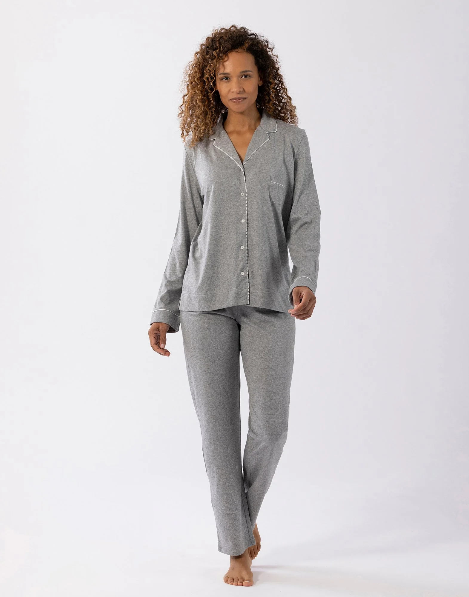 INTEMP A06 - Pyjama boutonné en coton modal | Gris