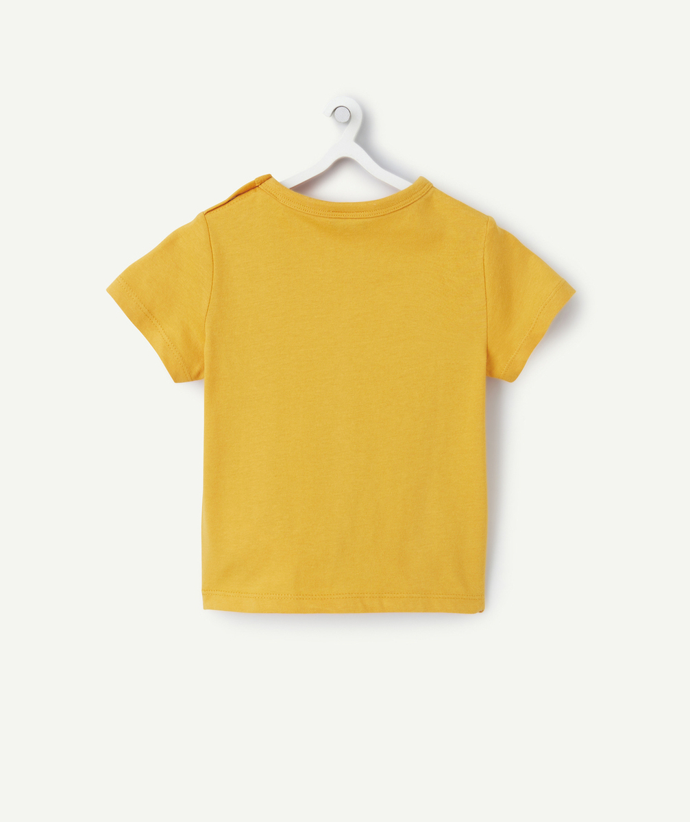 T-SHIRT À MANCHES COURTES BÉBÉ GARÇON EN COTON BIO JAUNE AVEC MESSAGE MIGNON