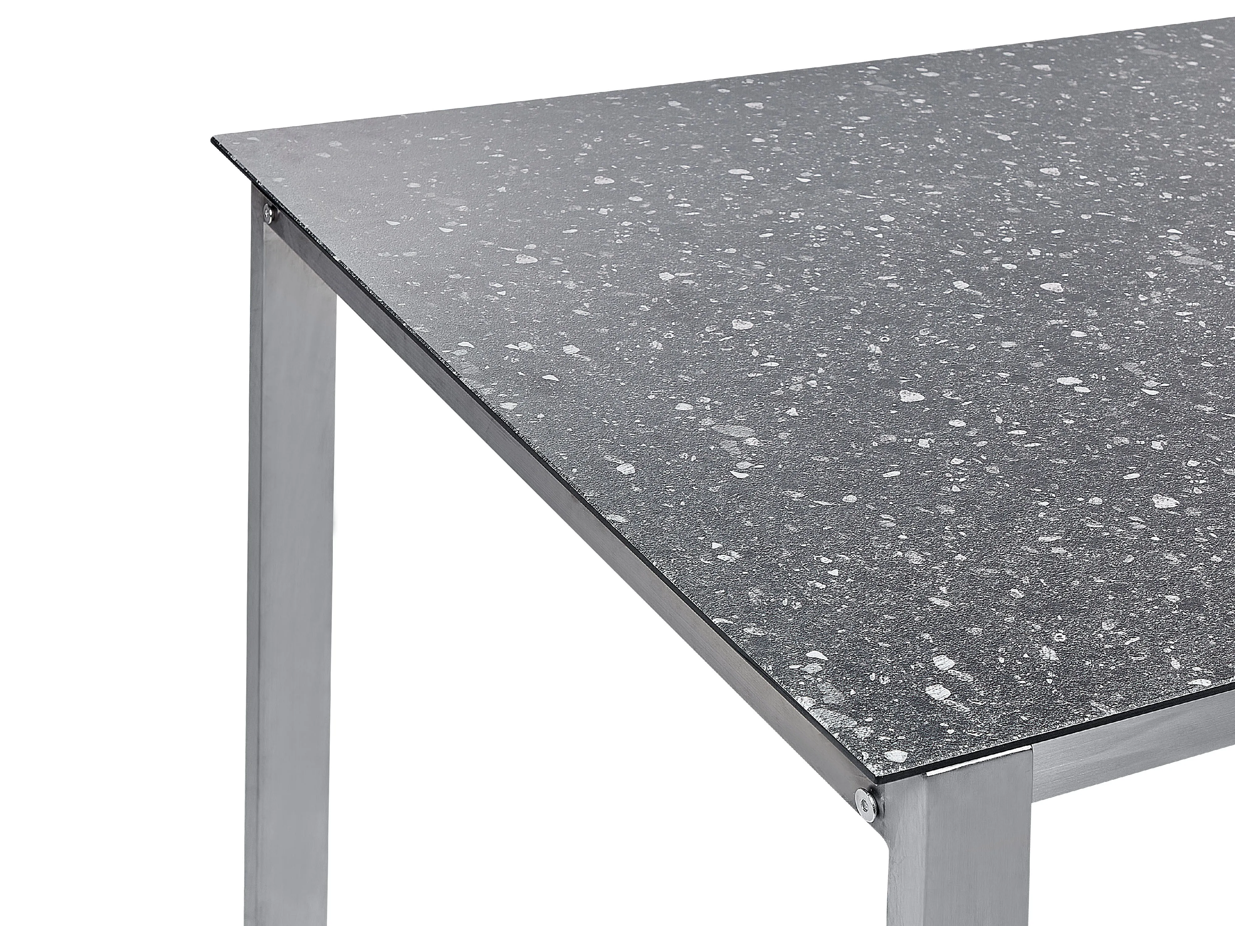 Tuinset 6-zits COSOLETO/GROSSETO Veiligheidsglas Granieteffect Zwart