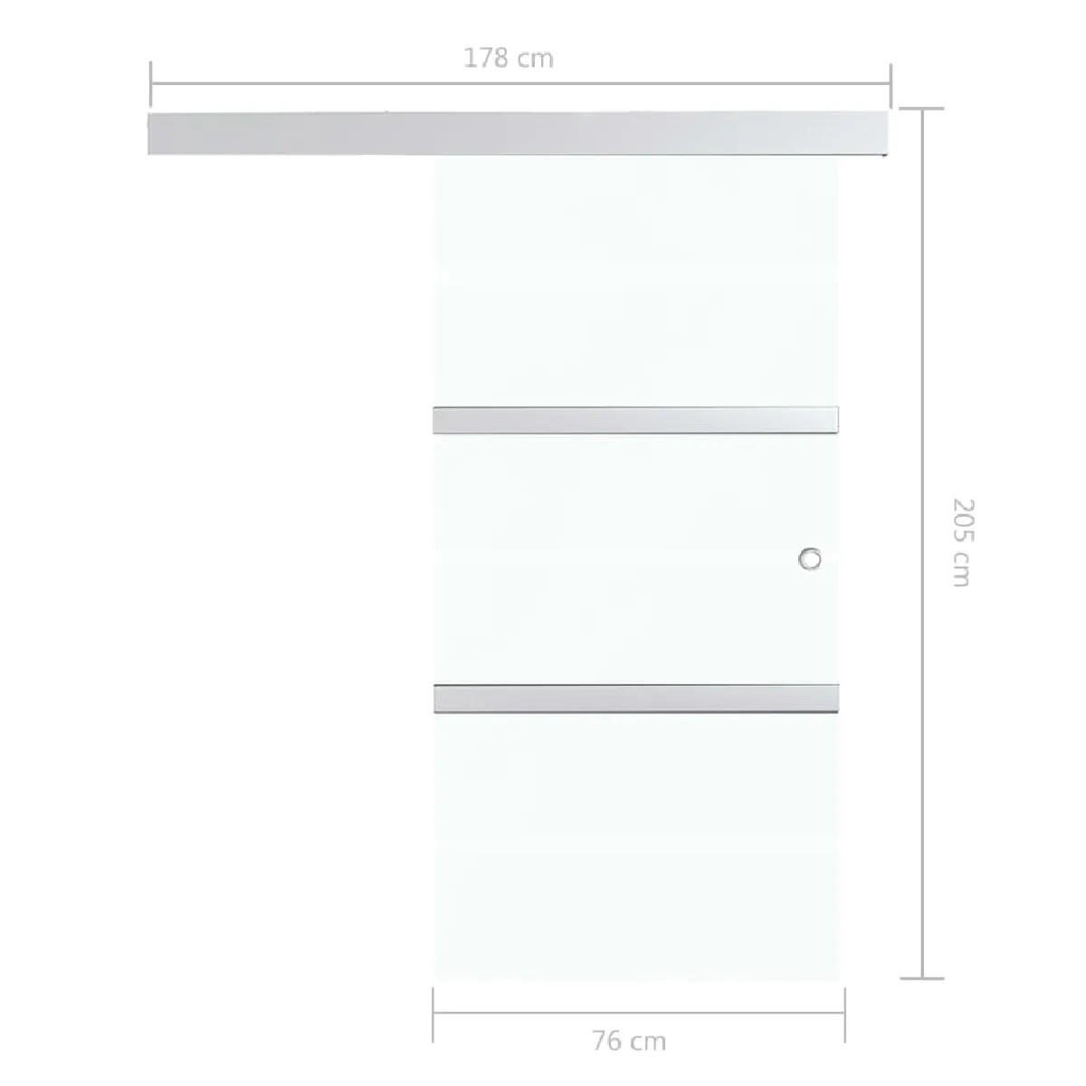 vidaXL Porte coulissante butées souples - Verre ESG aluminium 76x205 cm