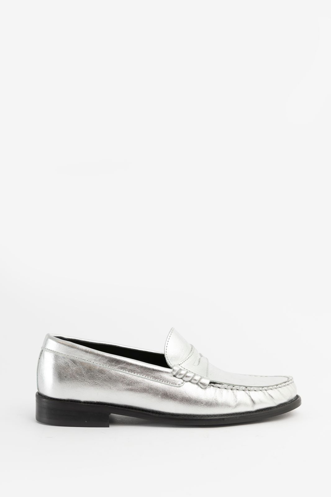 Zilveren metallic loafers