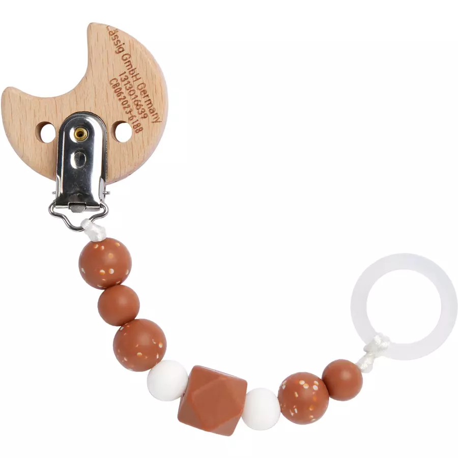 LÄSSIG Soother Holder WoodSilicone Little Universe Brown
