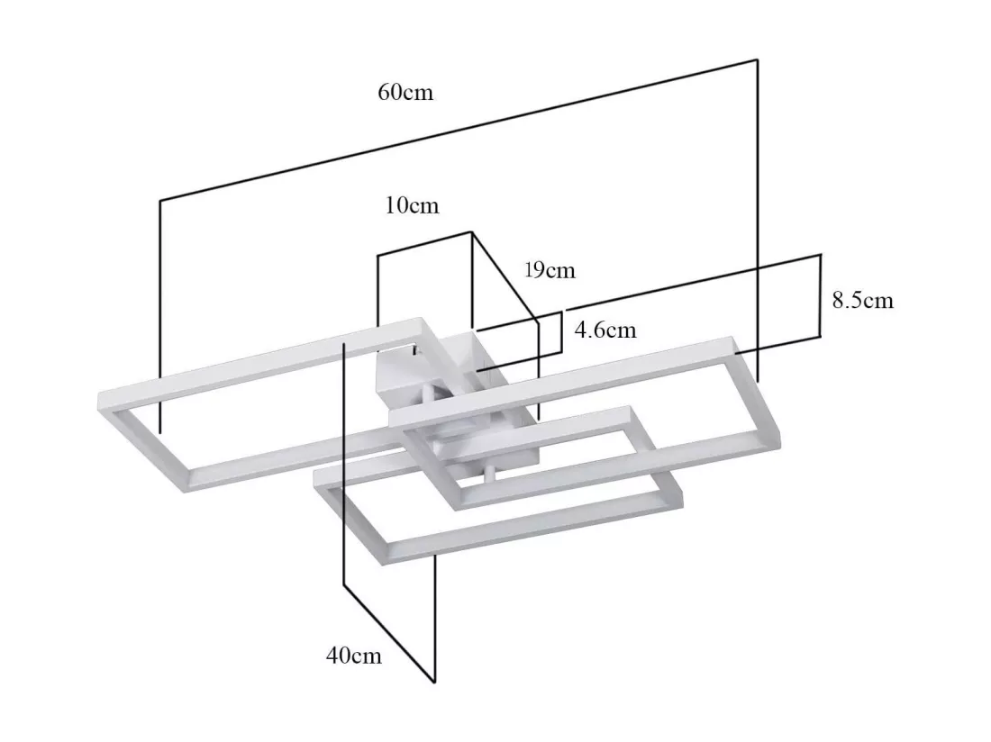 NETTLIFE Plafonnier LED Plafonnier à intensité variable avec télécommande 63W Blanc