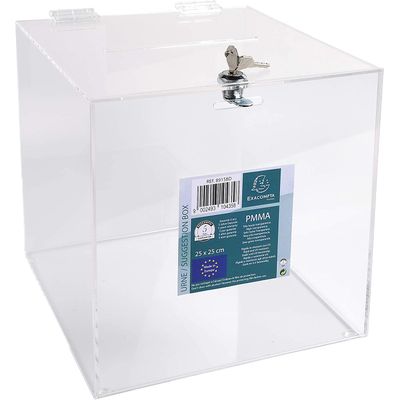 Exacompta - Urne transparente avec couvercle et clé - 25 cm