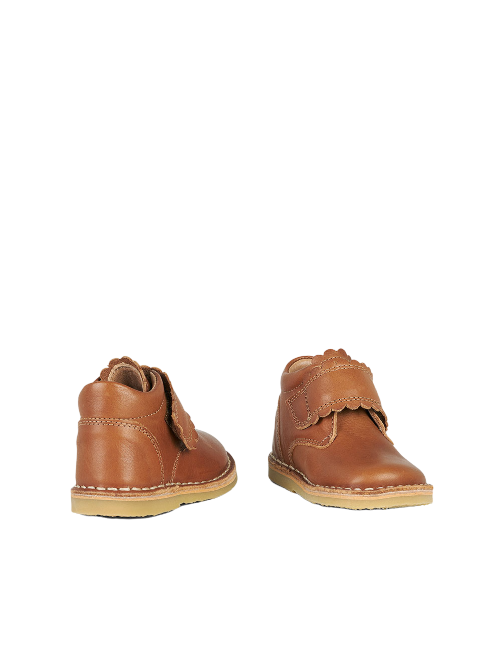 Scallop Velcro Boot - Cognac