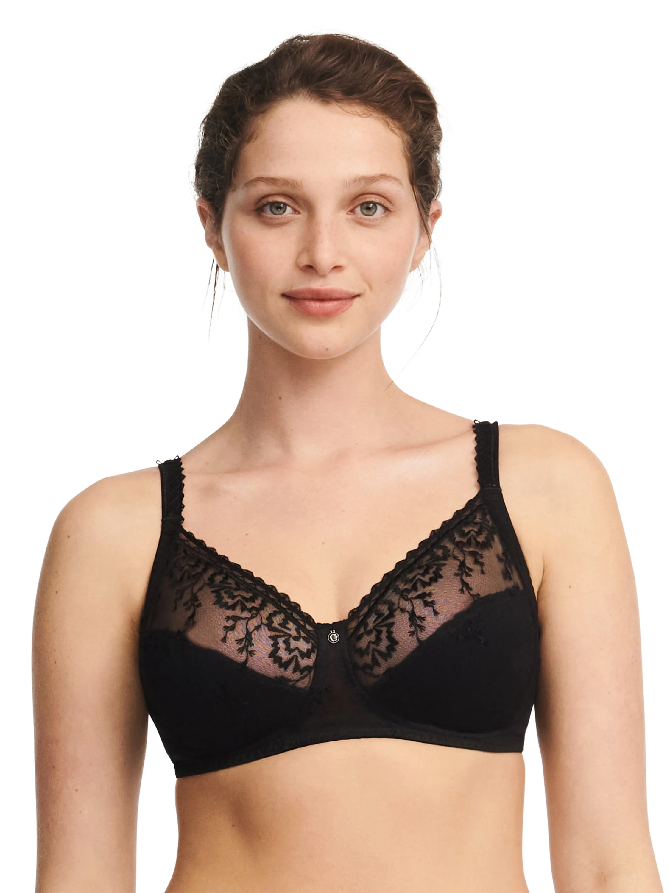 EVERY CURVE - Soutien-gorge sans armature maintien broderie florale | Noir