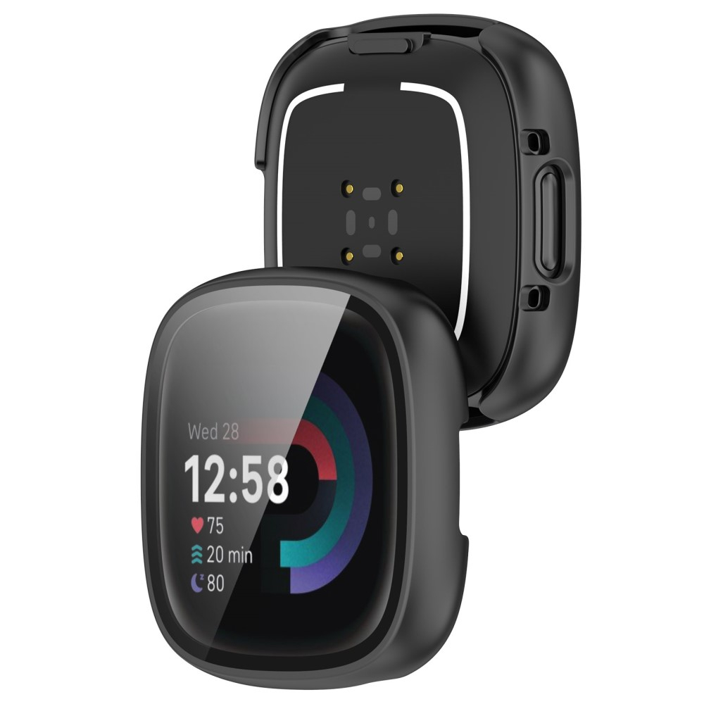 Fitbit Versa 4 / Sense 2 Hardcase Bumper Hülle mit Displayschutz - Schwarz