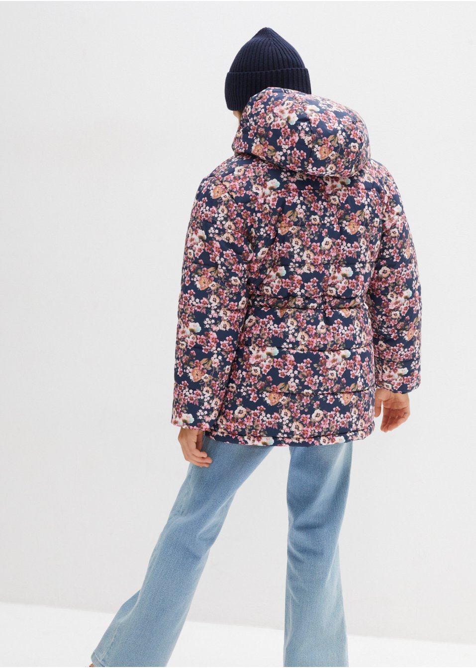 Veste d'hiver fille avec imprimé floral, étanche et coupe-vent