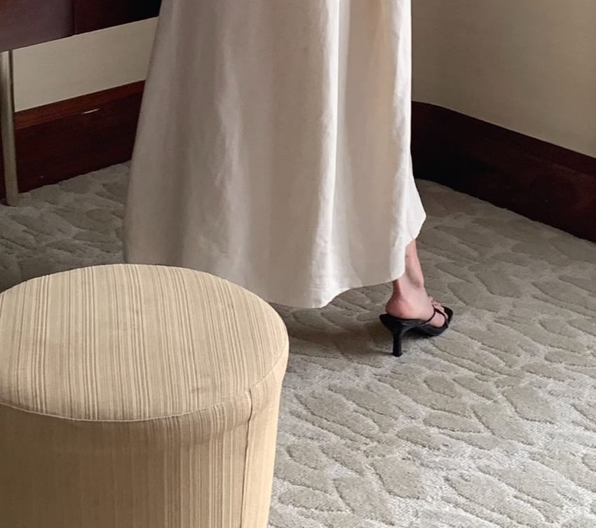 Elbelier - Mouwloze maxi-zonnejurk met open rug en effen kleur