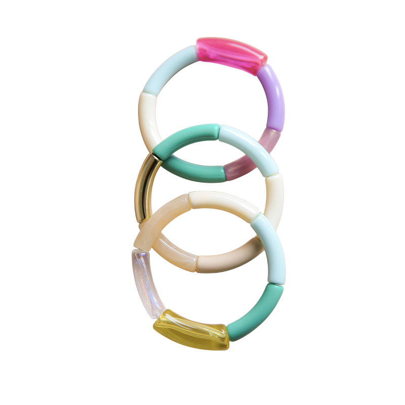 Armband Tube Set3 blau grün weiss gelb pink