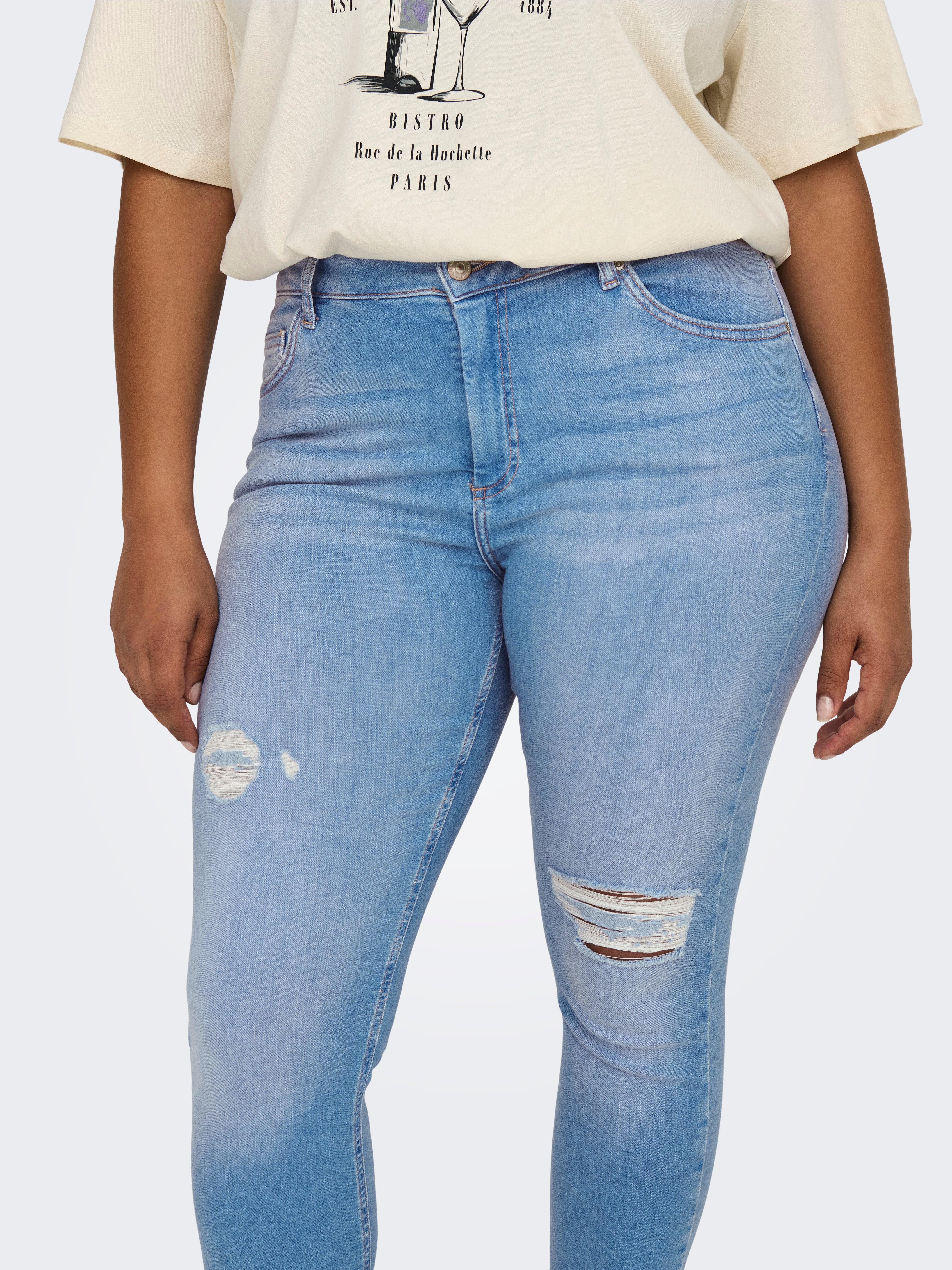 CARWILLY Mittlere Taille Skinny Fit Jeans Light Blue Denim
