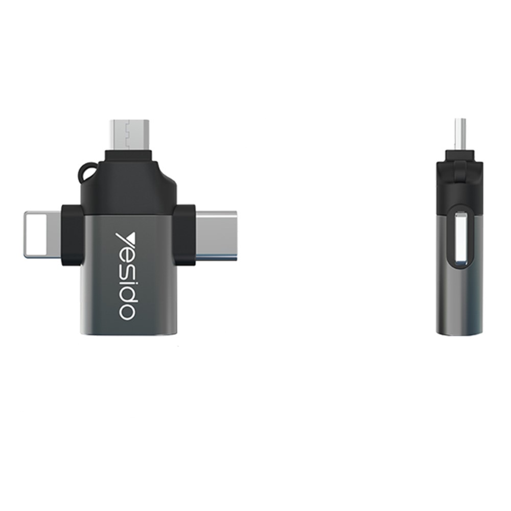 3in1 USB 3.0 OTG auf USB C / Lightning / Micro USB Adapter Konverter - Silber