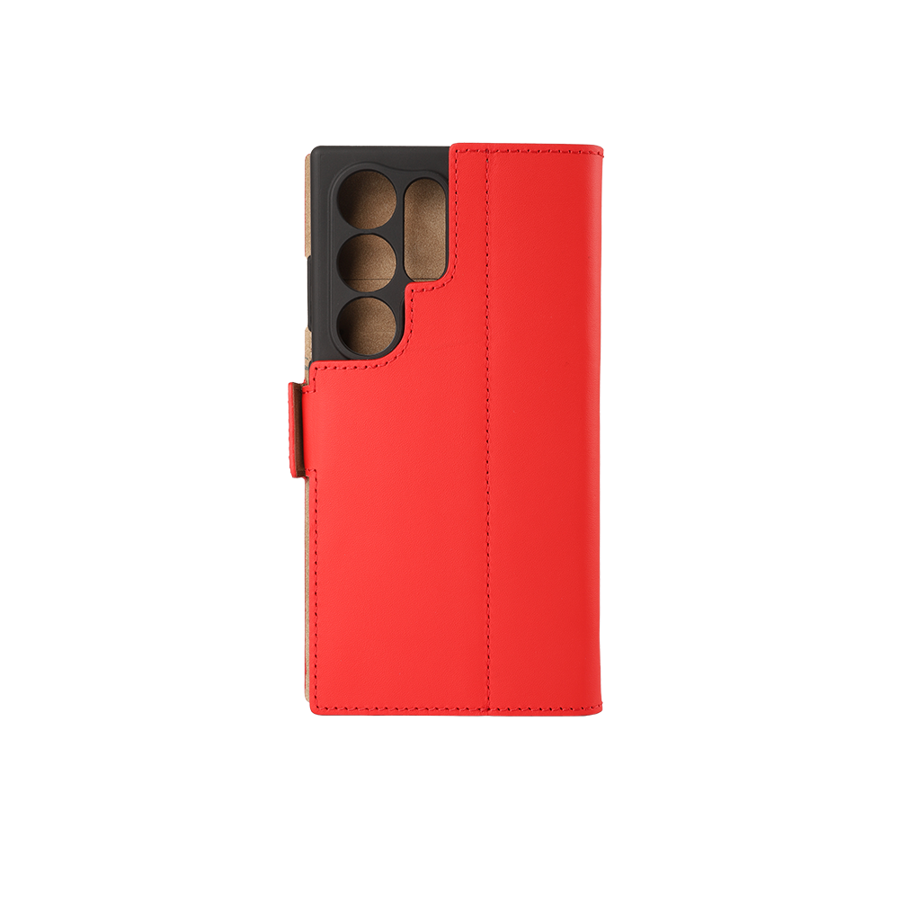 Samsung Galaxy S25 Ultra Echtleder Tasche Flip Cover Hand Made (FABIOS25U-04) - Cherry Tomato