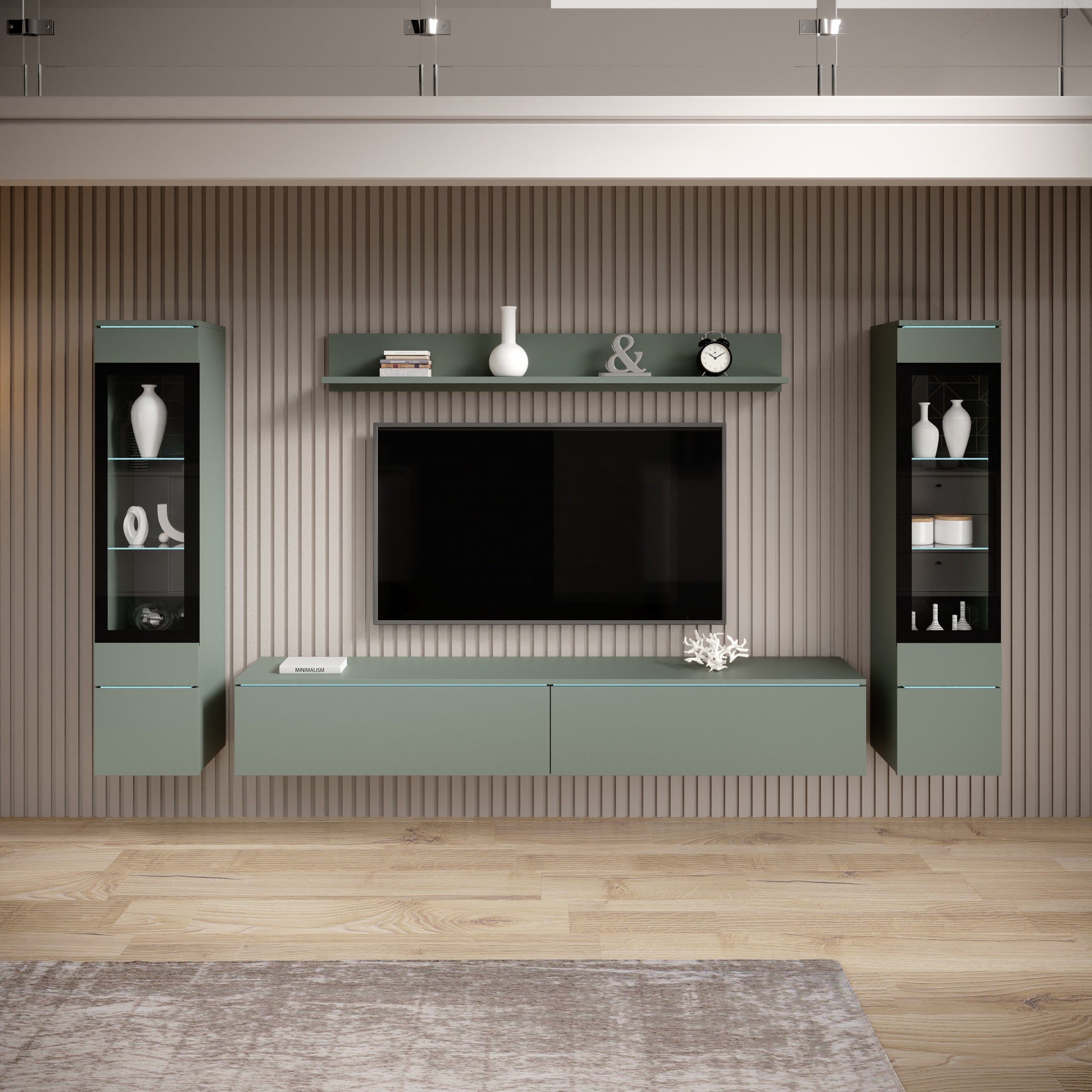 Variety - Wandmeubel - Groen - 180x33x132 cm