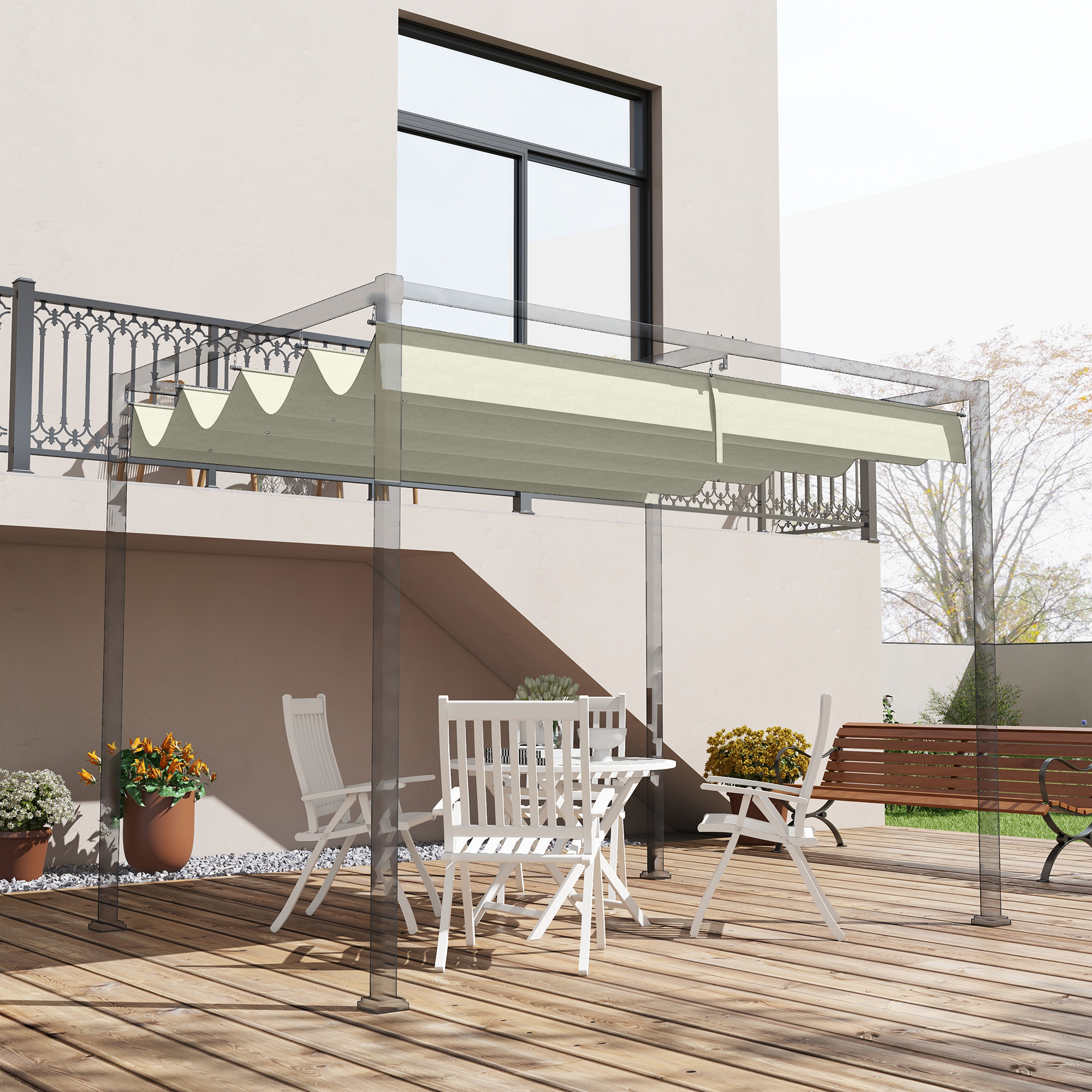 Cobertura de pérgola Outsunny Cream