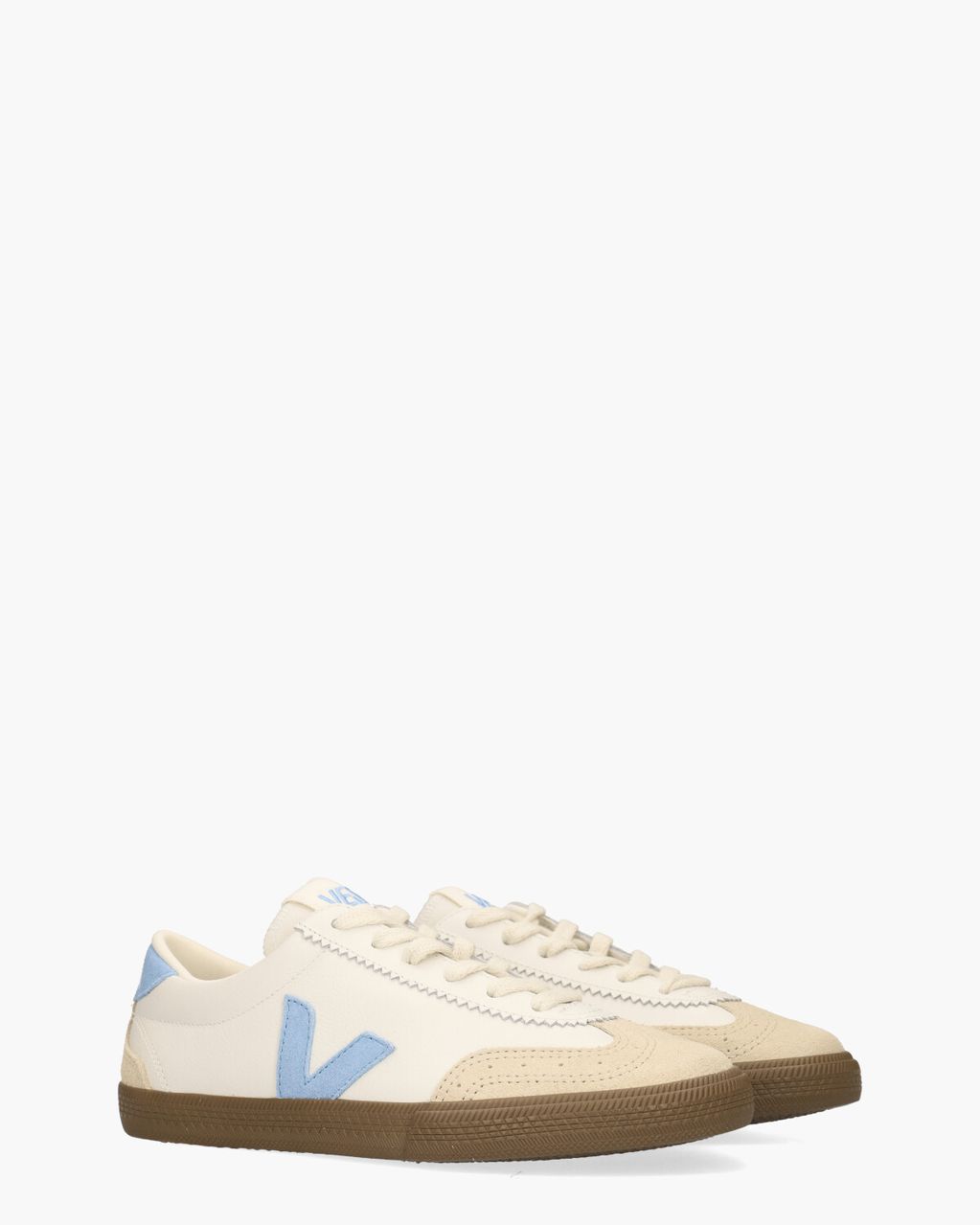 Veja Volley Leather Wit/Lichtblauw Damessneakers