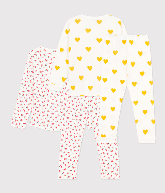 Lot de 2 pyjamas coeur et fleur petite fille en coton