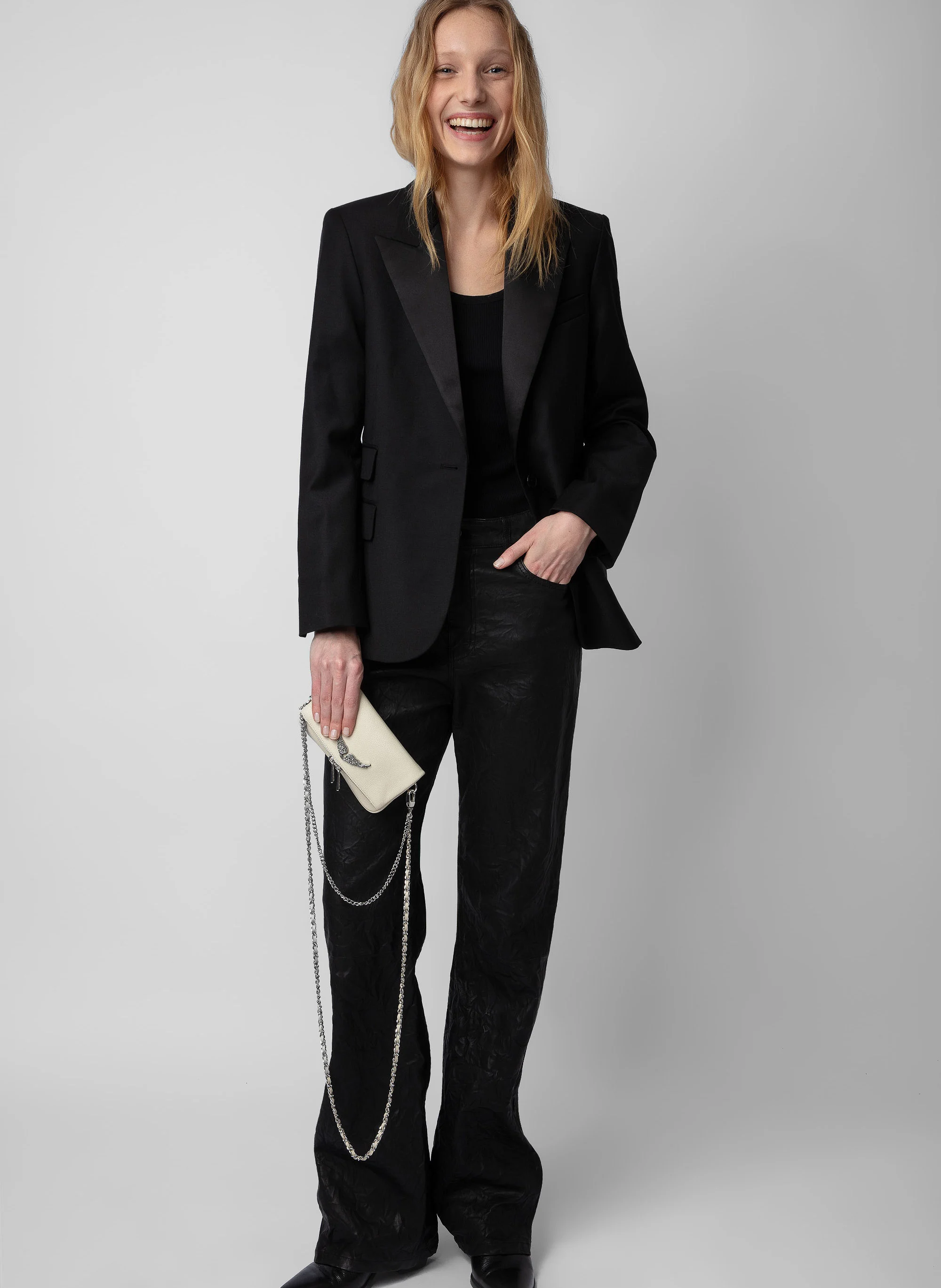 ROCK NANO - Sac pochette en cuir grainé | Blanc