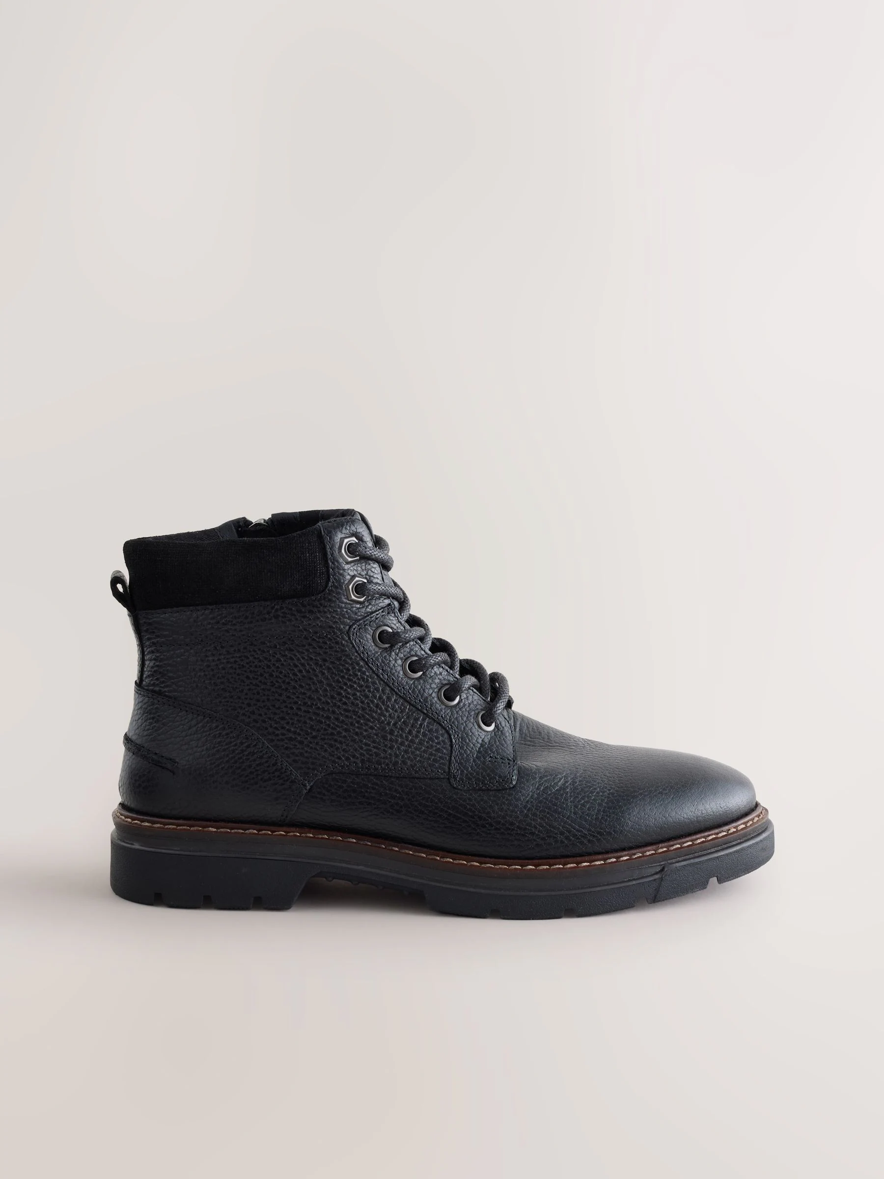 Zwart - Tall Leather Zip-Up Boots