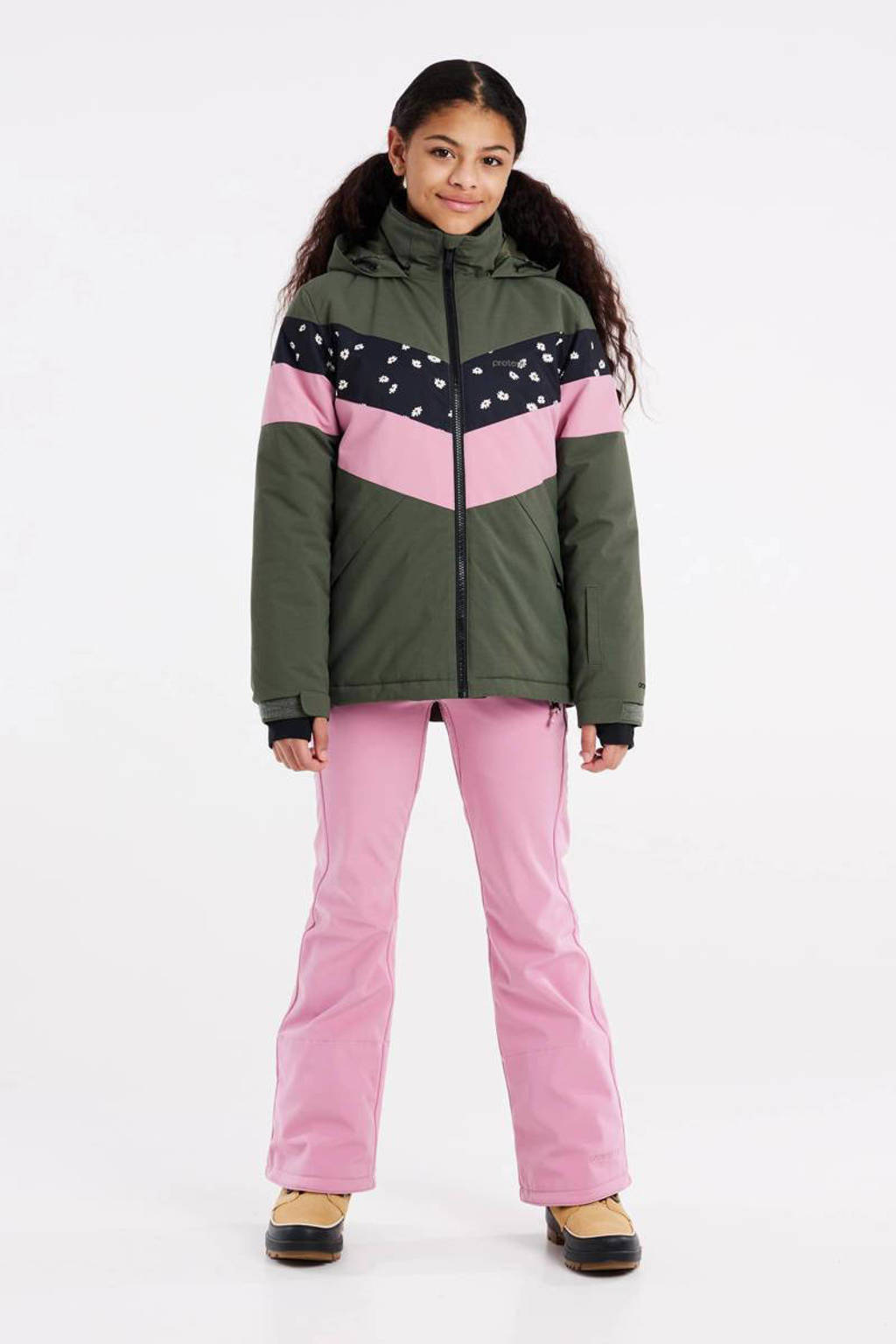 Protest ski-jack PRTFUGY JR groen/zwart/roze