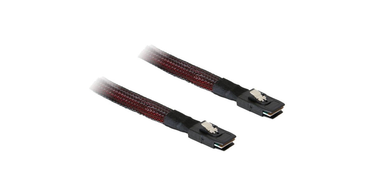 DeLOCKMini SAS SFF-8087 > Mini SAS SFF-8087 kabel  (Rood/zwart, 1 meter)