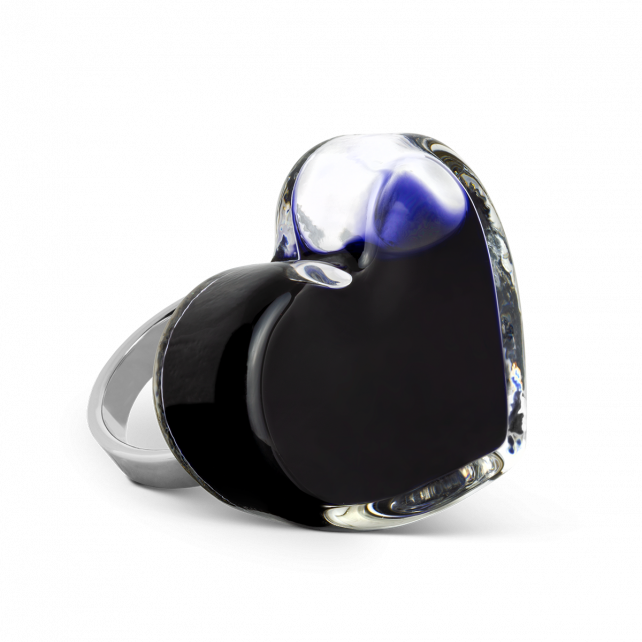 Bague en verre soufflé - Coeur Medium Milk