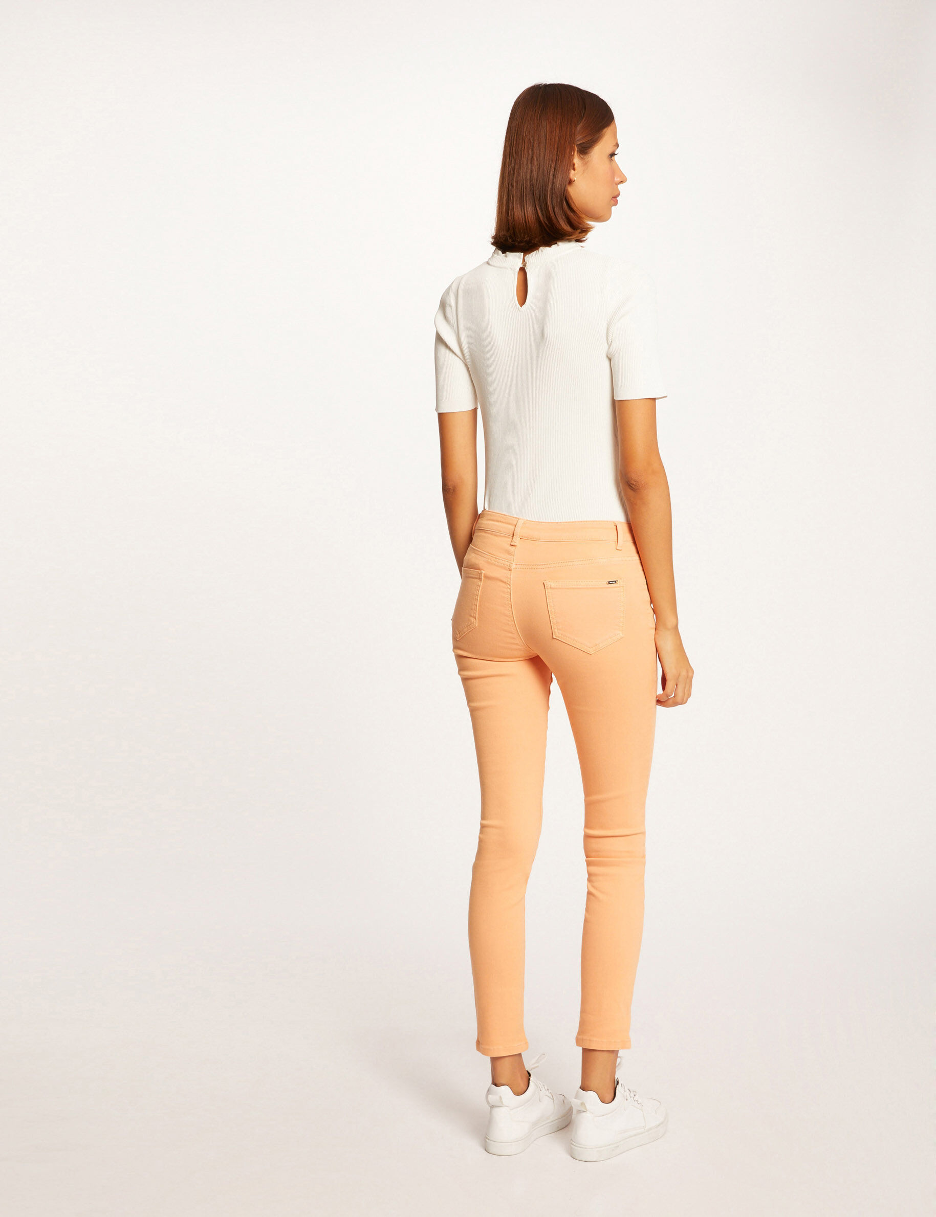 Jeans skinny taille basse orange clair femme - orange_clair