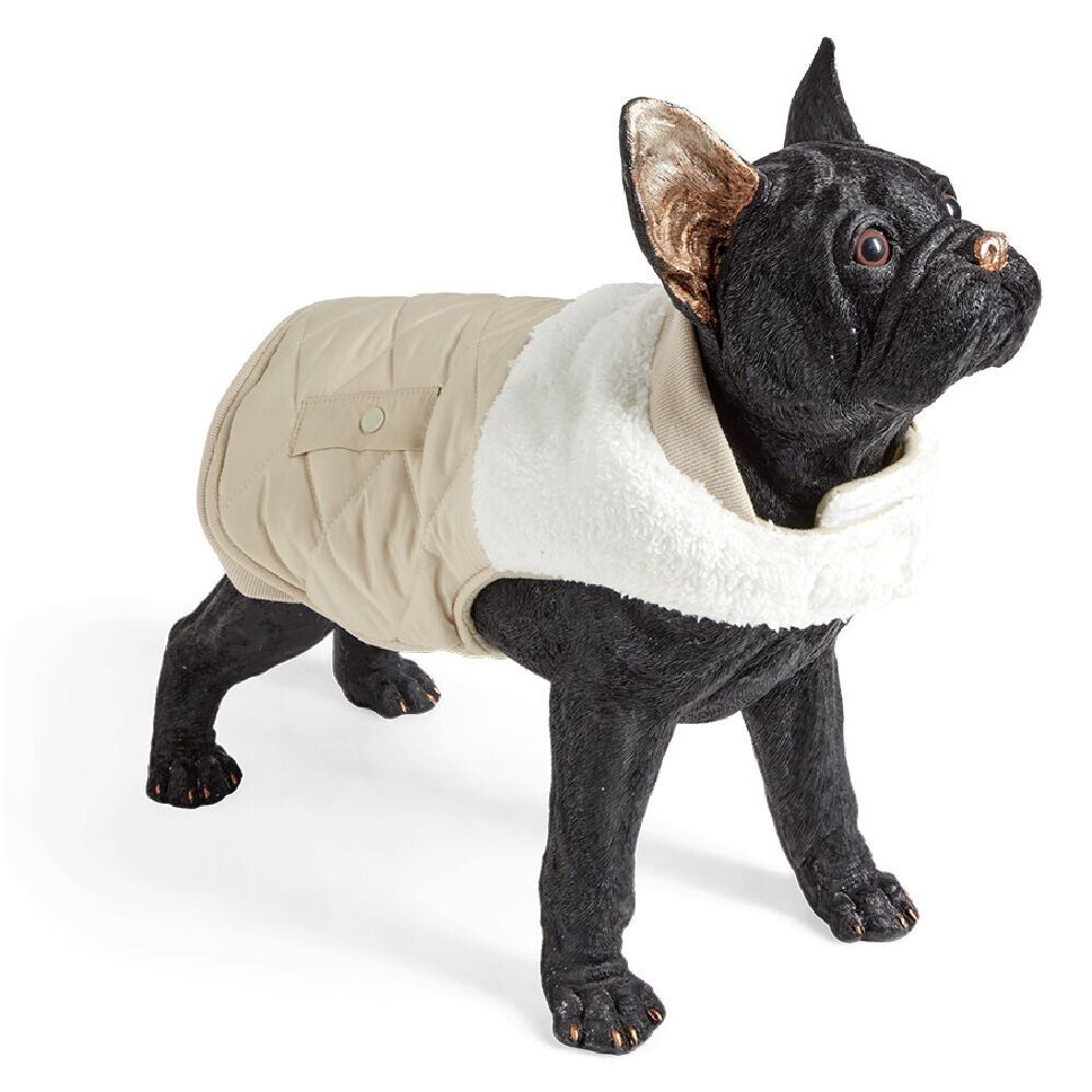 Veste pour chien dessus sherpa beige et blanc - Taille S