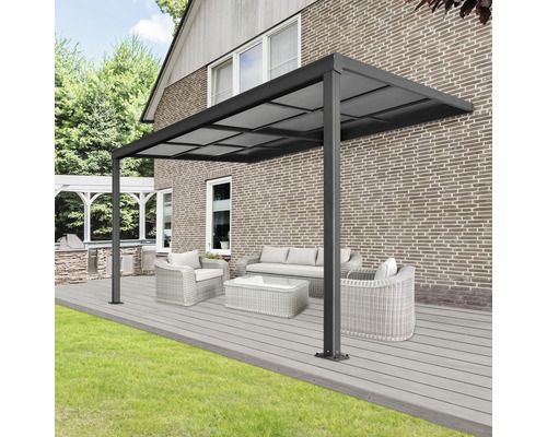 Luchtterrasoverkapping inclusief schuifdakelementen 390 x 299 cm antraciet