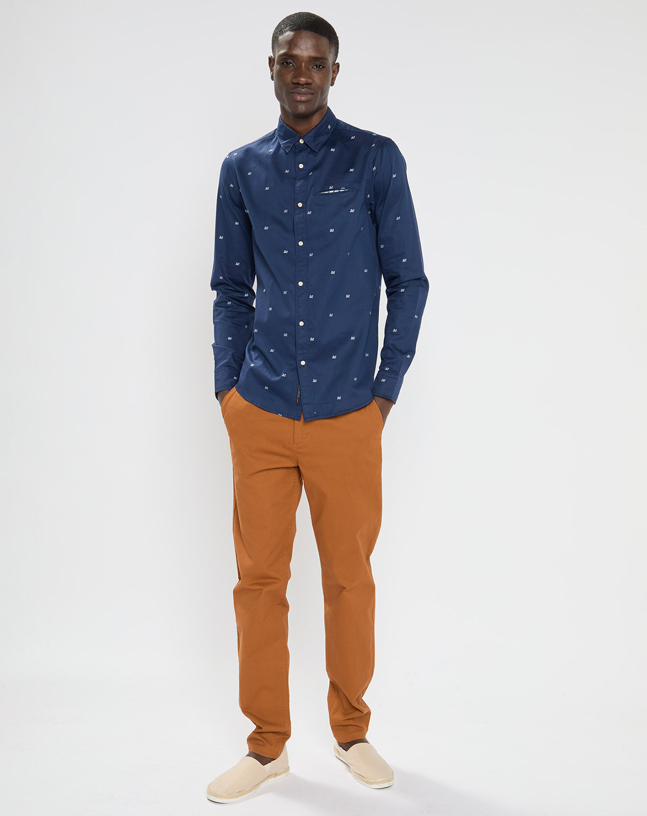 Scotch & Soda Chemise Regular Fit Pocket imprimée bleu marine