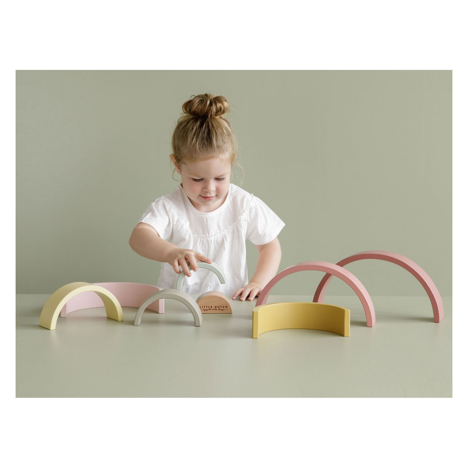Little Dutch Houten Regenboog Blokken Roze