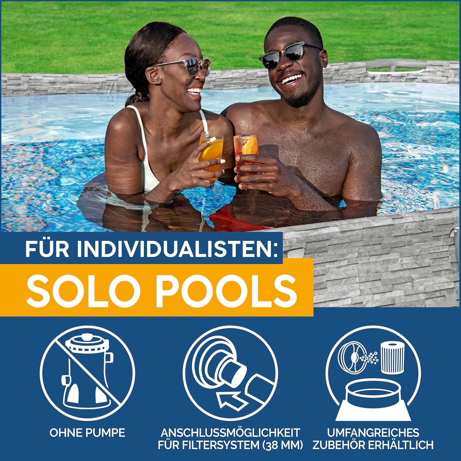 Bestway® Ersatzpool (ohne Zubehör) Power Steel Swim Vista Series Frame Pool/Aufstellbecken, 427 x 250 x 100 cm, oval, braune Rattan-Optik
