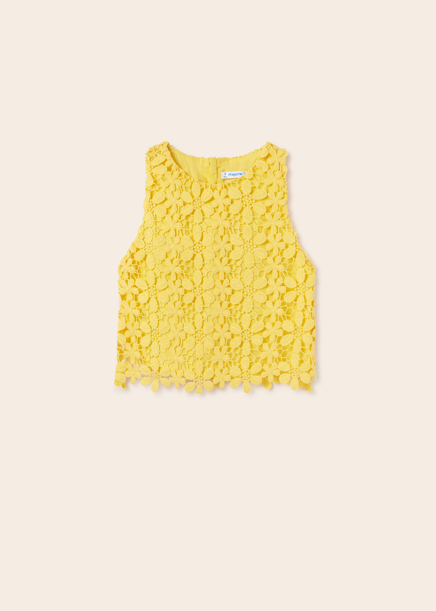Blusa sem mangas de guipure para meninas