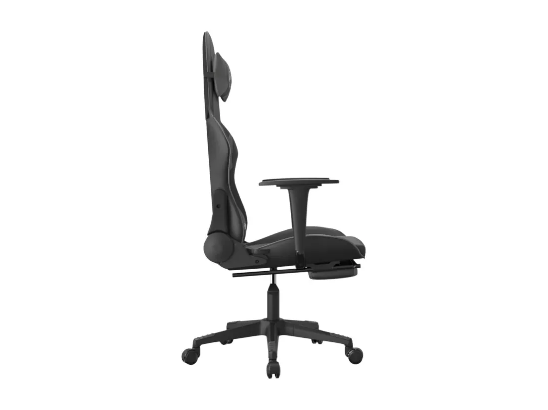 Chaise de jeu avec repose-pied Noir et gris Similicuir