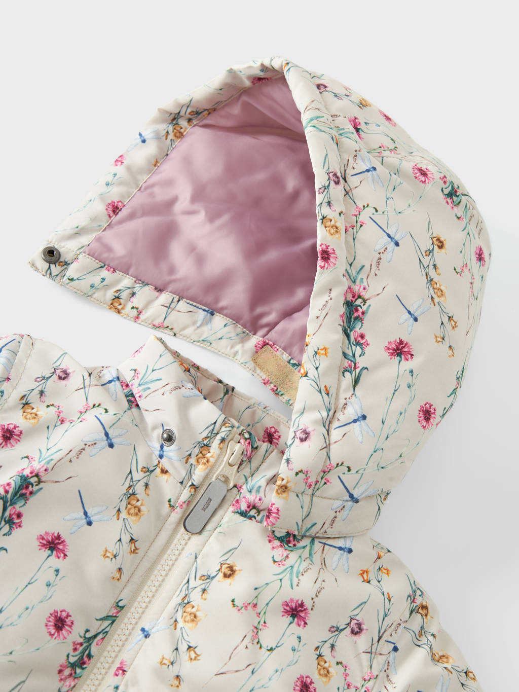 NAME IT gebloemde winterjas NMFMAXI beige/roze