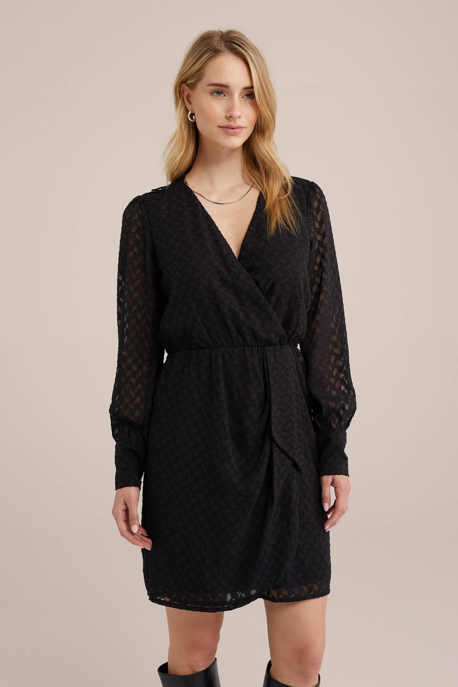 WE Fashion jurk met all over print zwart