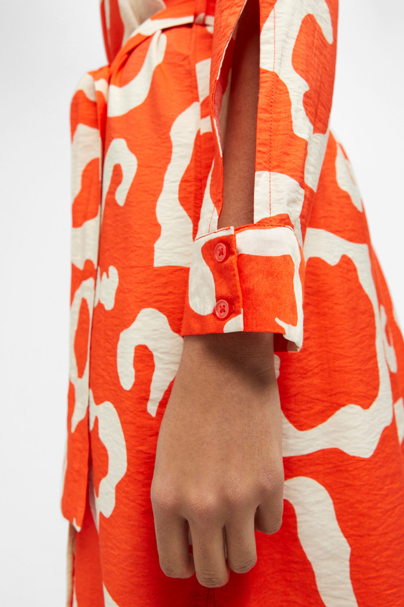 Vestido midi camisa - Laranja