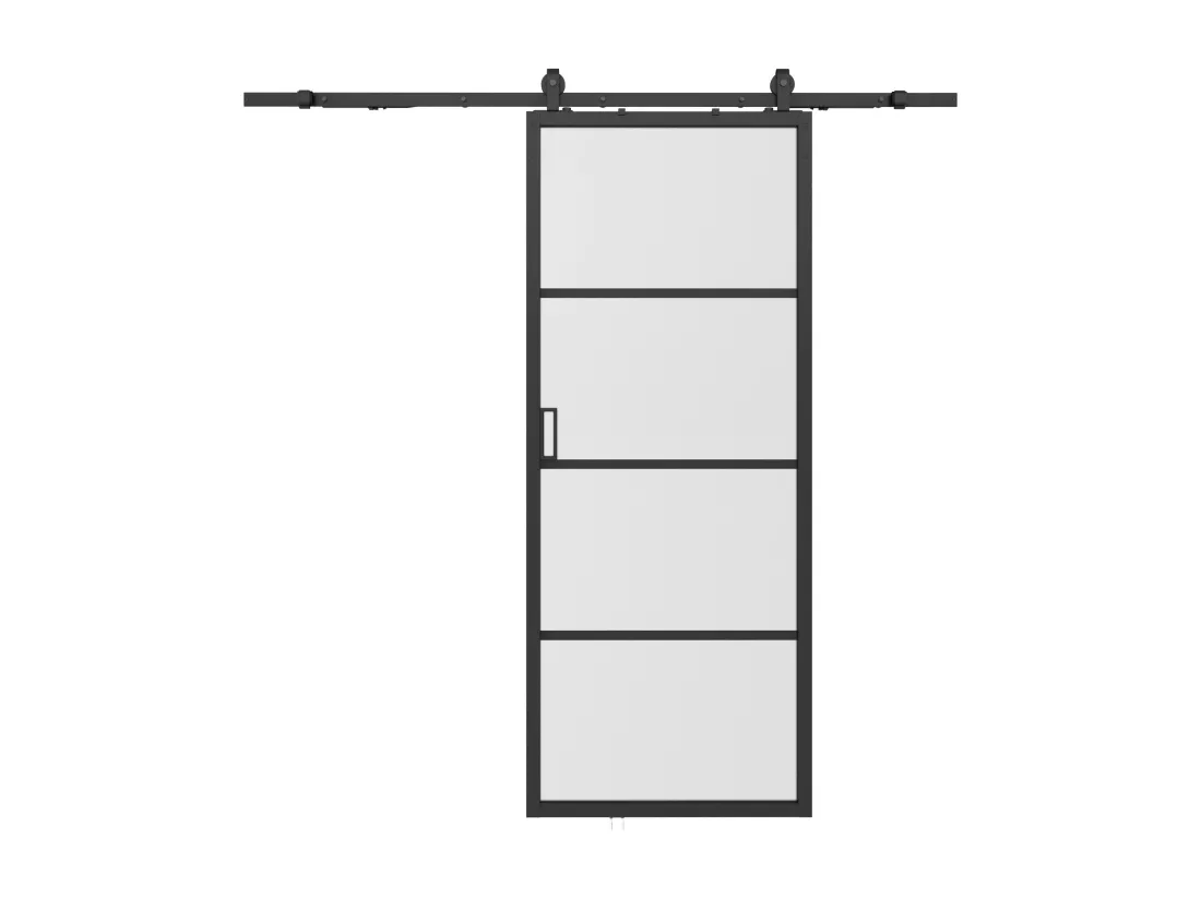 Porte coulissante avec système en applique - aluminium et verre trempé dépoli - H205 x L73 cm - SINCA II