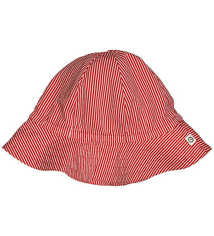 M?Slå Solhat - Poplin Stripe - Balsam Cream/Apple Red