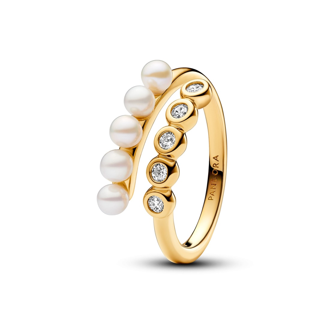 Pandora Gold Timeless Behandelte Süsswasserzuchtperlen & Steine Offener Ring